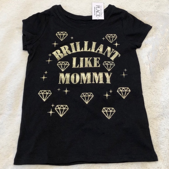 🆕Girls Gold Shimmer BRILLIANT LIKE MOMMY Graphic Tee - Picture 5 of 7